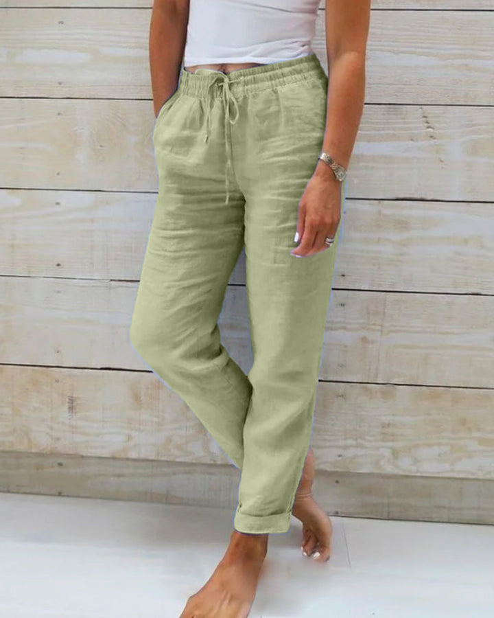 Allison - Pantalon din Bumbac și In de Lux