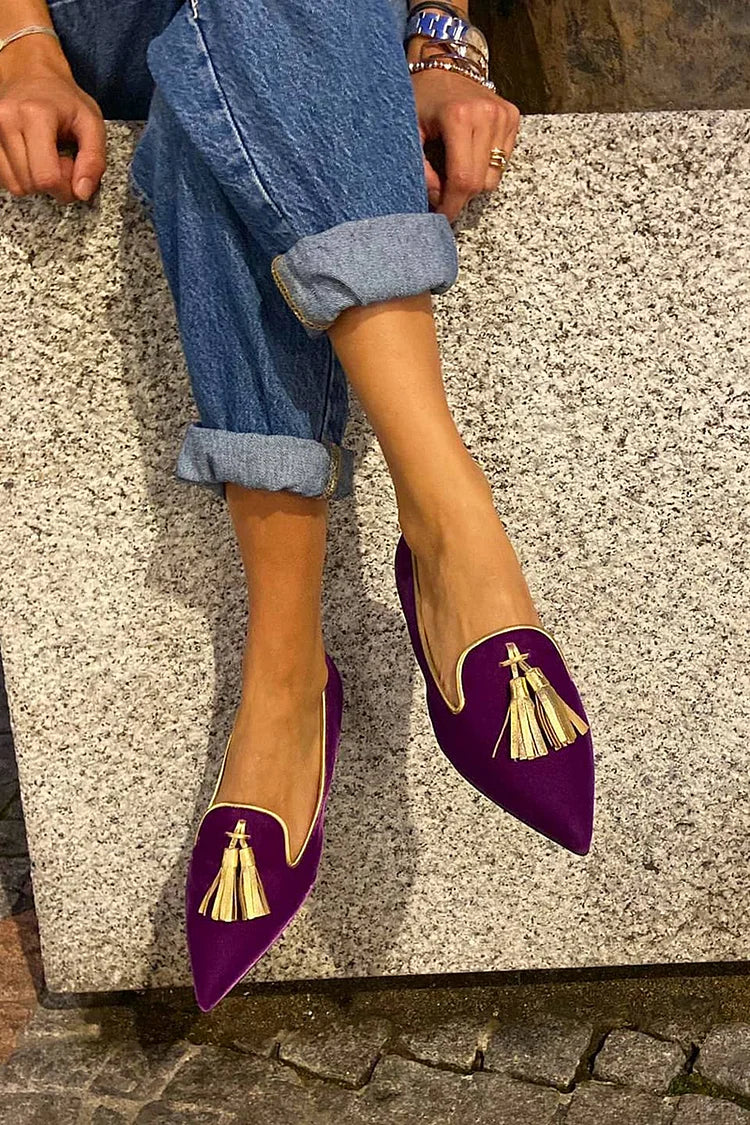 Portia - Mocasini cu franjuri boho