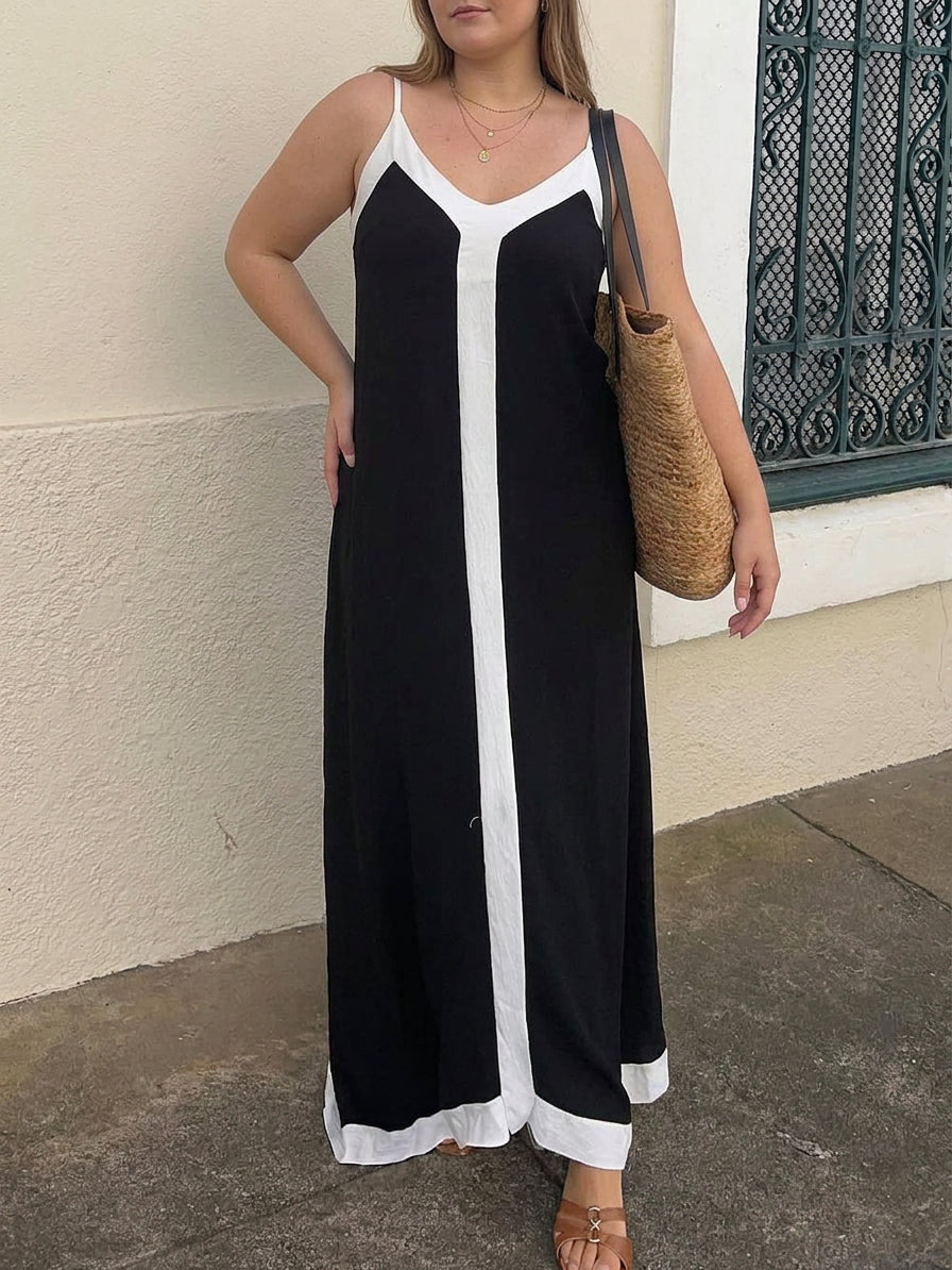 Nancy | Rochie Midi Colorblock Lavechic în Stil Insular