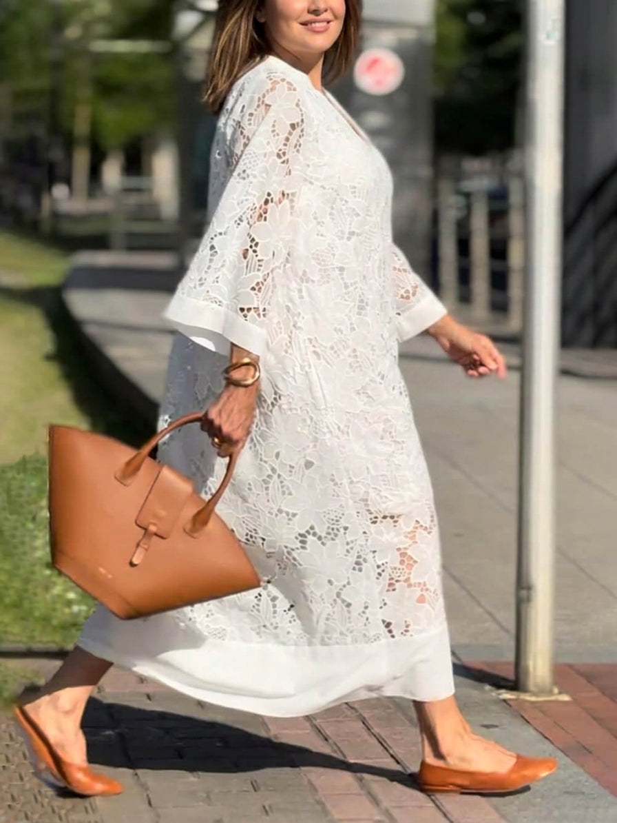 Willow | Rochie Midi V-Neck cu Flori Beach Glam