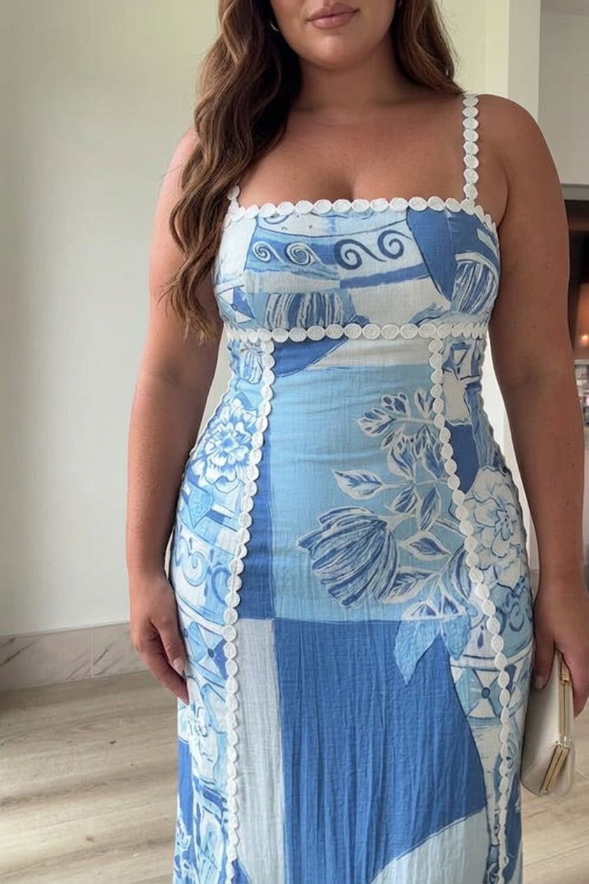 Eleonore | Rochie Maxi cu Fundă și Imprimeu Ric Rac