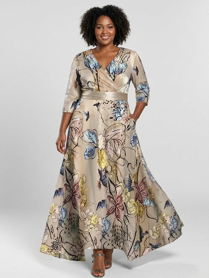Lea | Rochie Maxi Elegantă cu Mâneci Medii Glam de Litoral