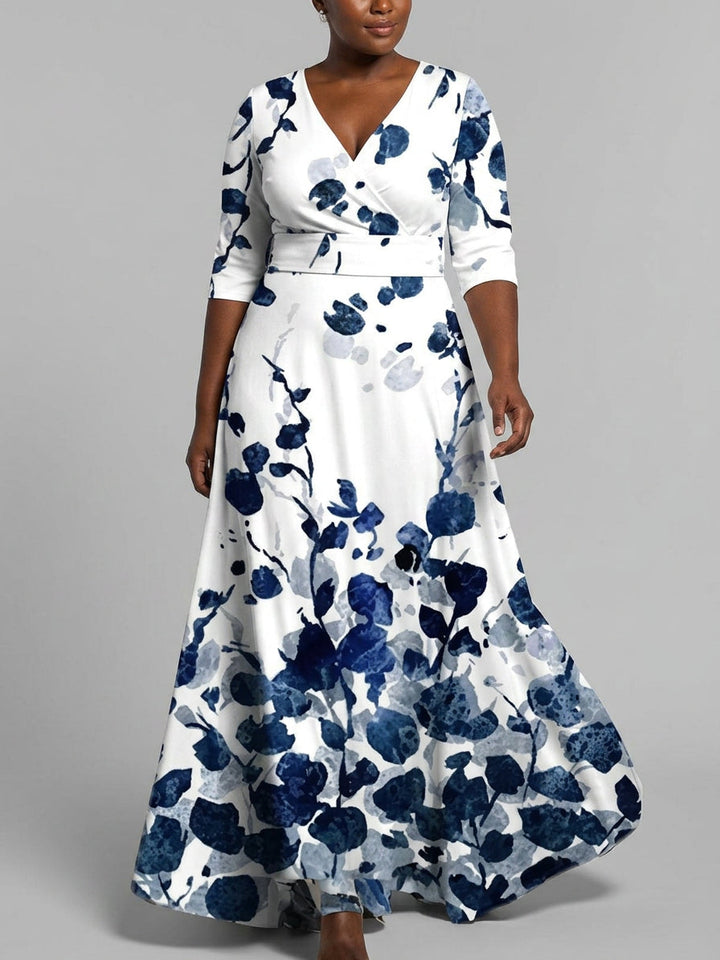 Lea | Rochie Maxi Elegantă cu Mâneci Medii Glam de Litoral