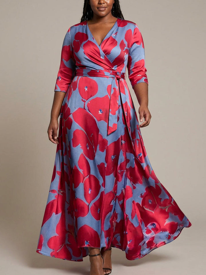 Lea | Rochie Maxi Elegantă cu Mâneci Medii Glam de Litoral