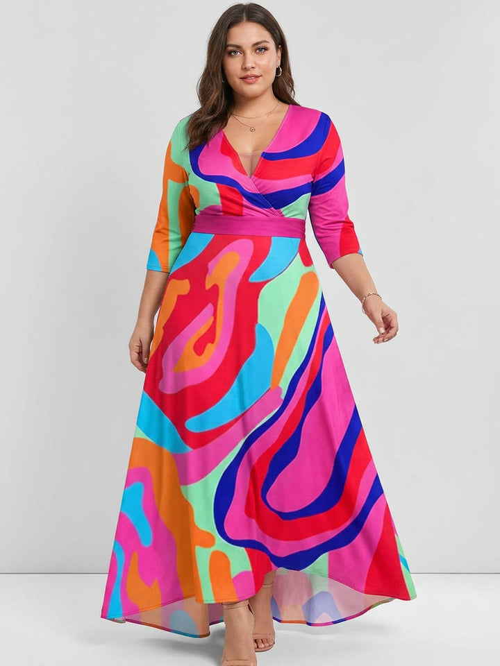 Lea | Rochie Maxi Elegantă cu Mâneci Medii Glam de Litoral