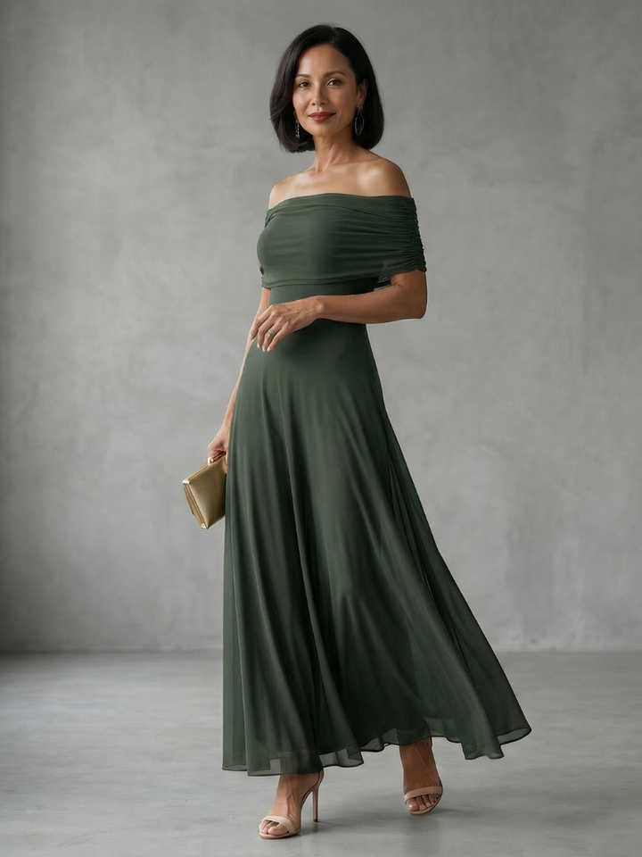 Iunie | Rochie Midi cu Umeri Decupați