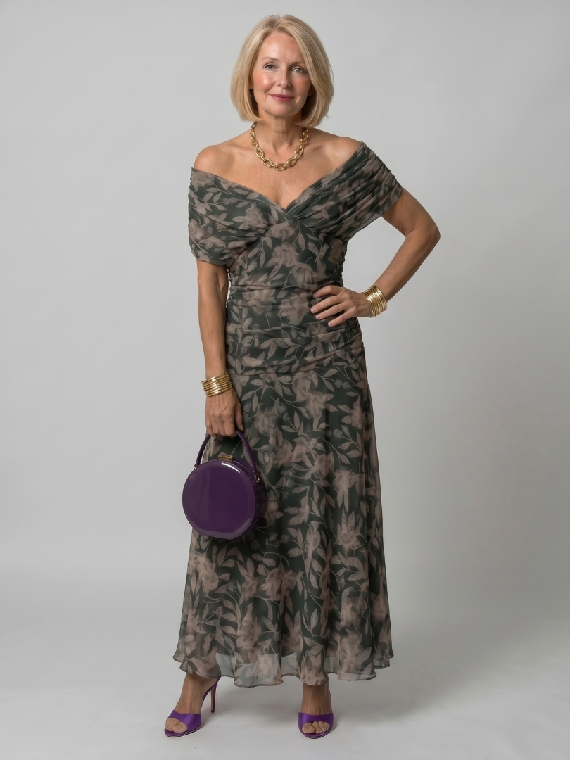 Calen | Rochie Midi cu Umeri Descoperiți
