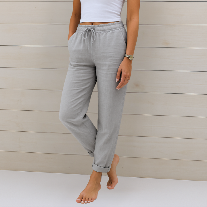 Maylora | Pantaloni din In Relax cu Siret