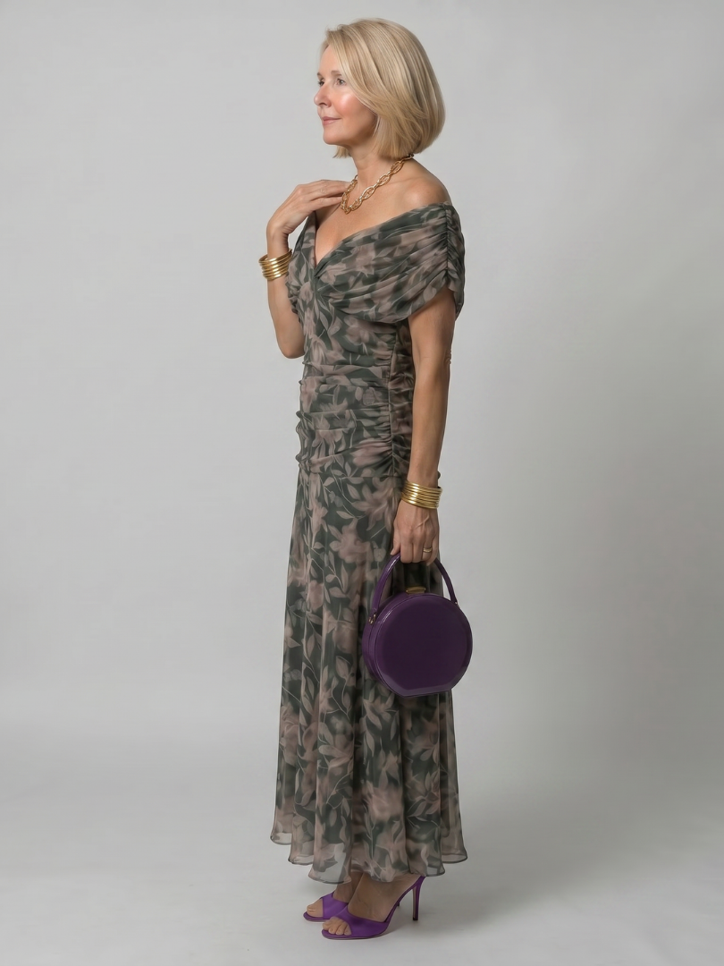 Calen | Rochie Midi cu Umeri Descoperiți