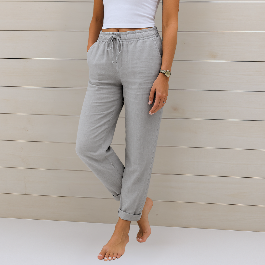 Maylora | Pantaloni Relaxați din In cu Cordon