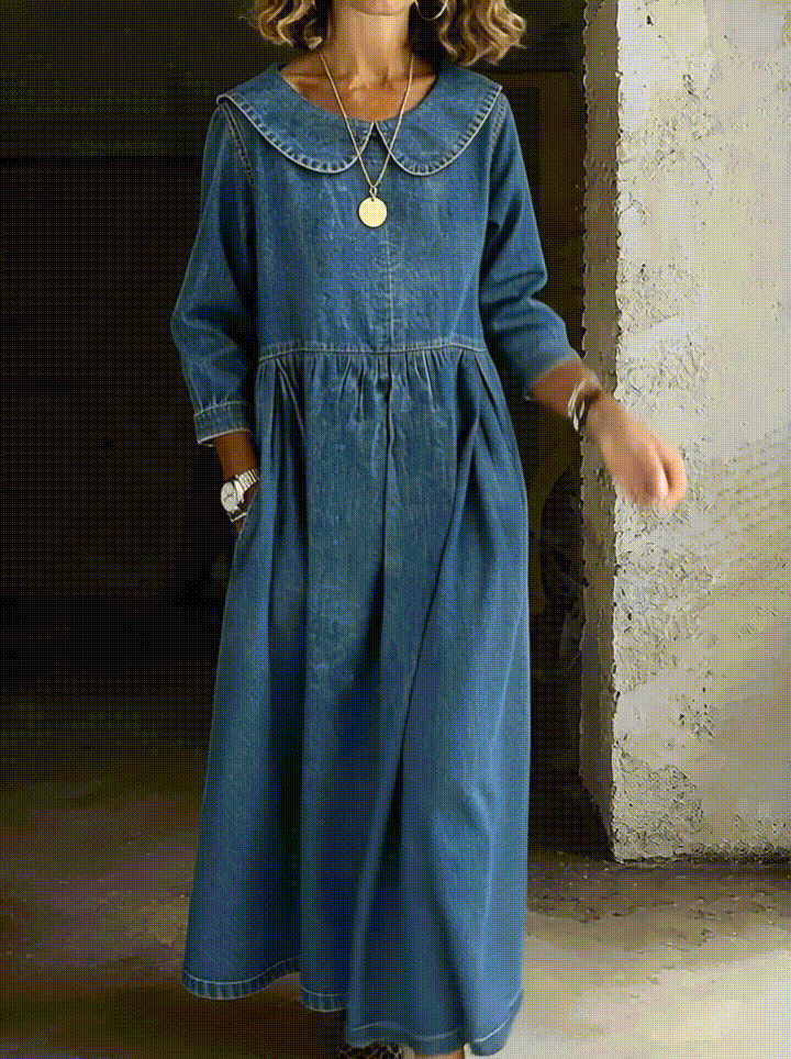 Clara | Rochie din denim cu guler Peter Pan