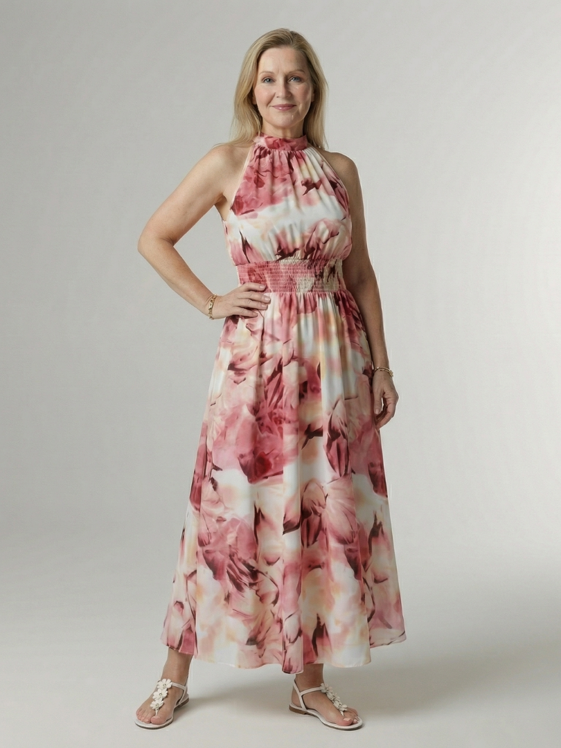 Sylin | Rochie Midi cu Guler în Stil Halter