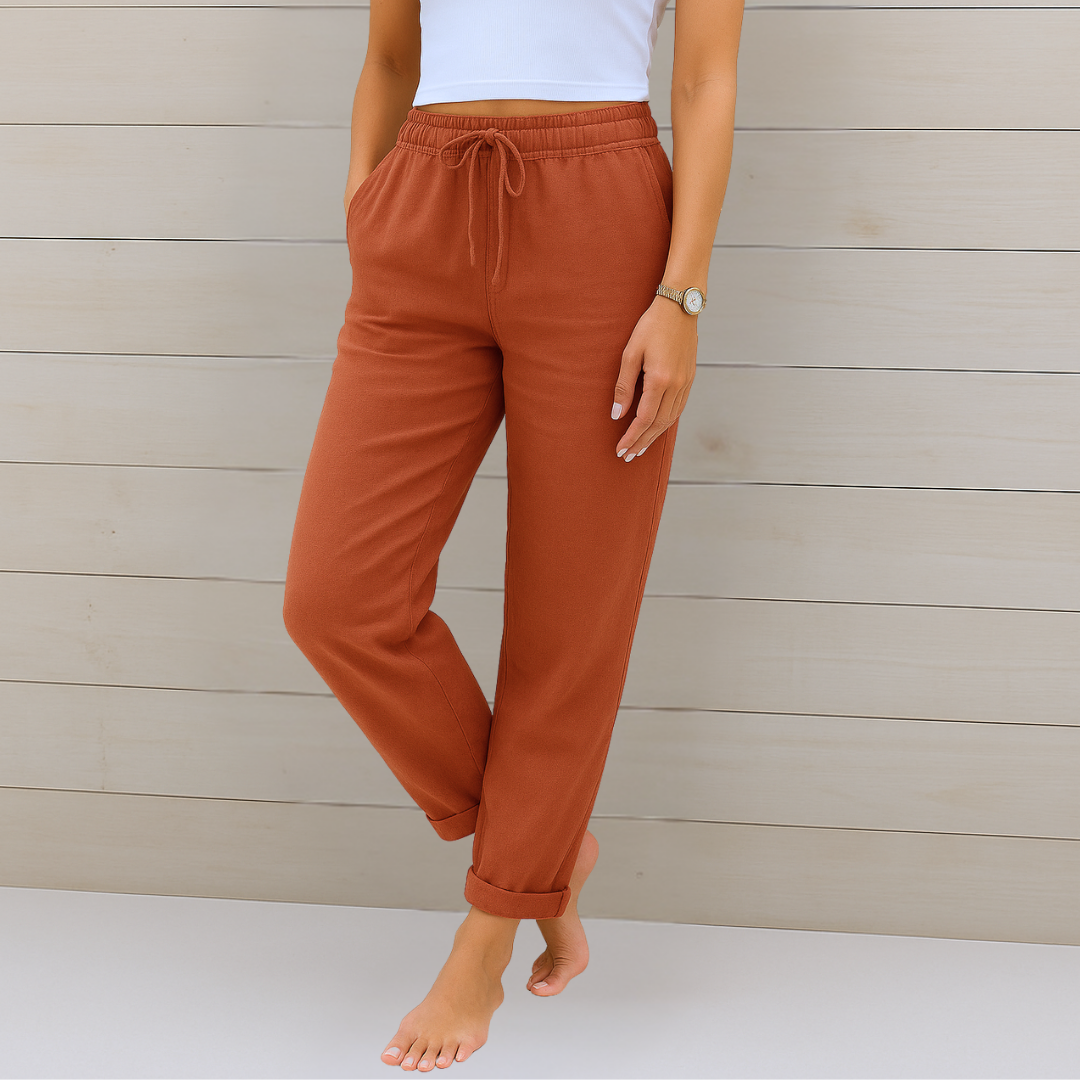 Maylora | Pantaloni din In Relax cu Siret