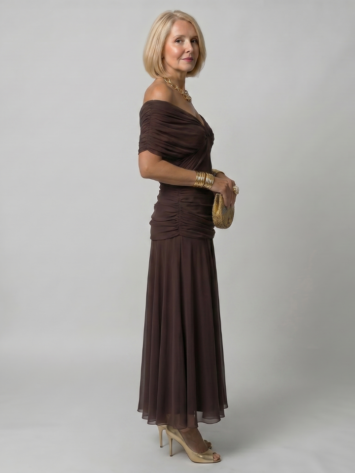 Calen | Rochie Midi cu Umeri Descoperiți