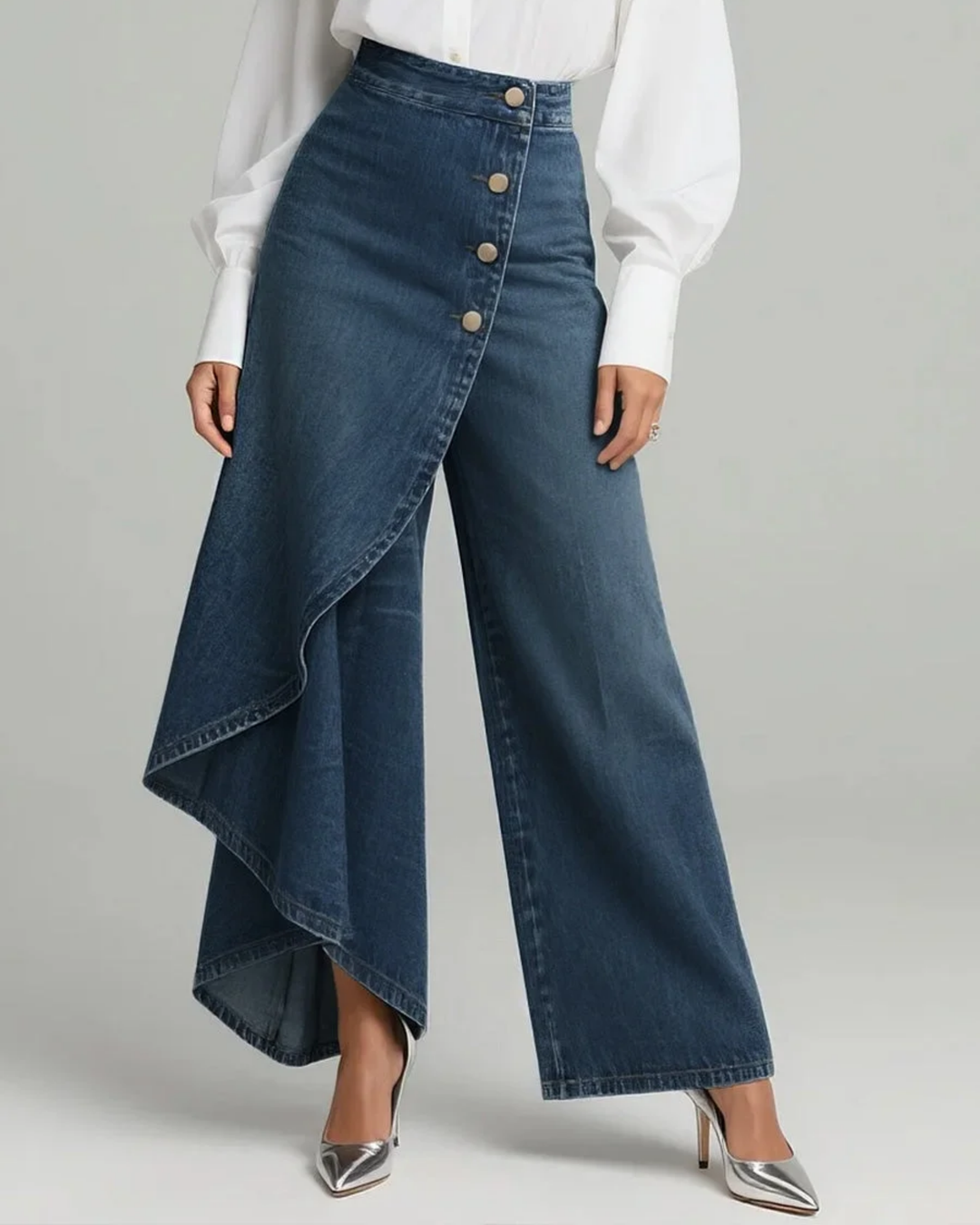 Audrey | Pantaloni Denim Înfășurați