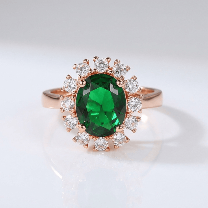 INELE HALO CU DIAMANT EMERALD ÎN AUR ROSE - (REGLABIL)