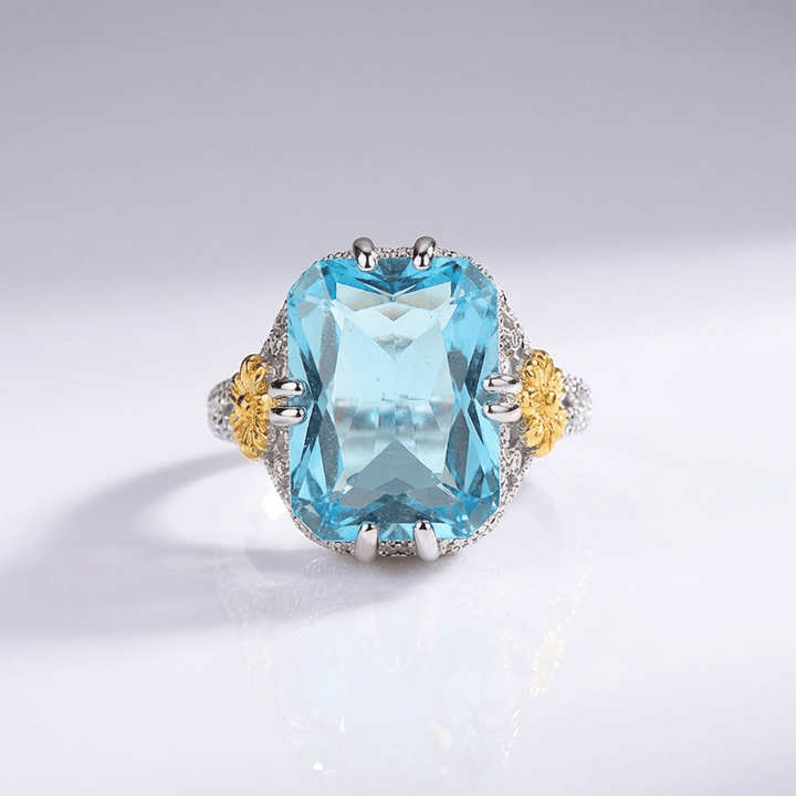 RING VINTAGE AUR AQUAMARIN