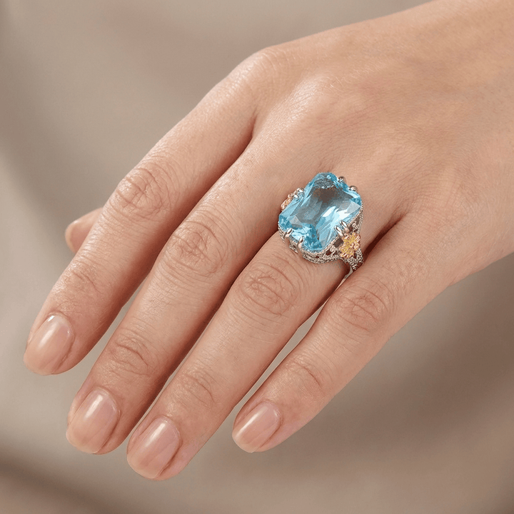 RING VINTAGE AUR AQUAMARIN