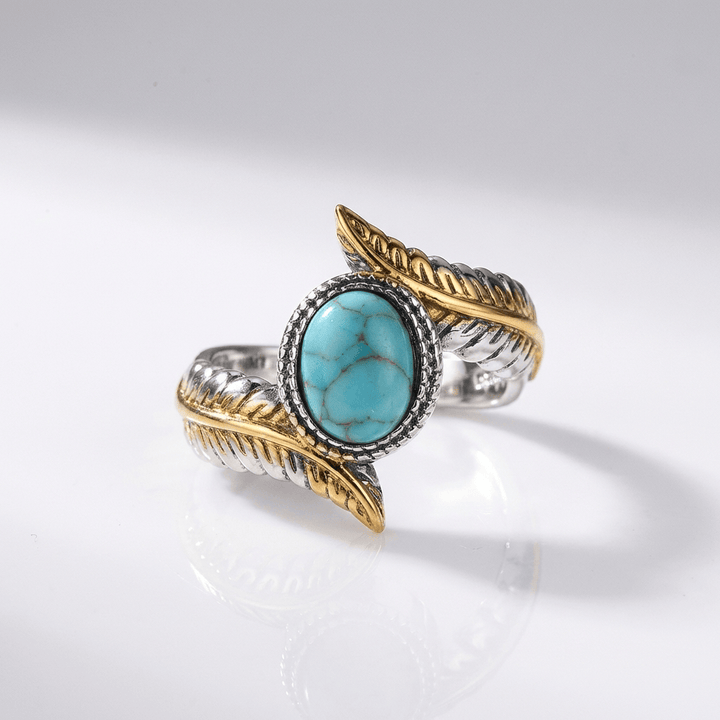 RING BOEMIAN DIN ARGINT CU TURQUOISE