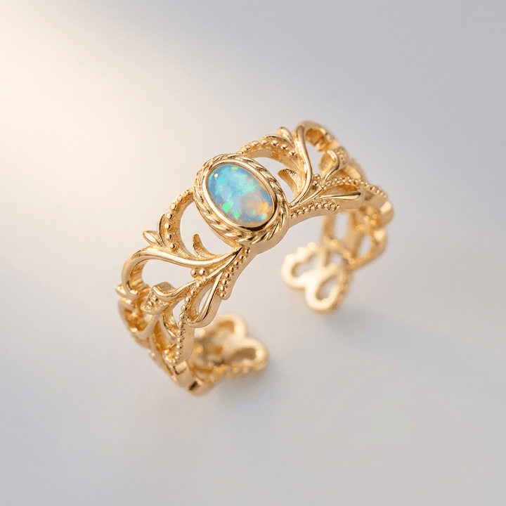 INEL CU ARIPILE CELESTIALE DIN OPAL ROSE GOLD - (REGLABIL)