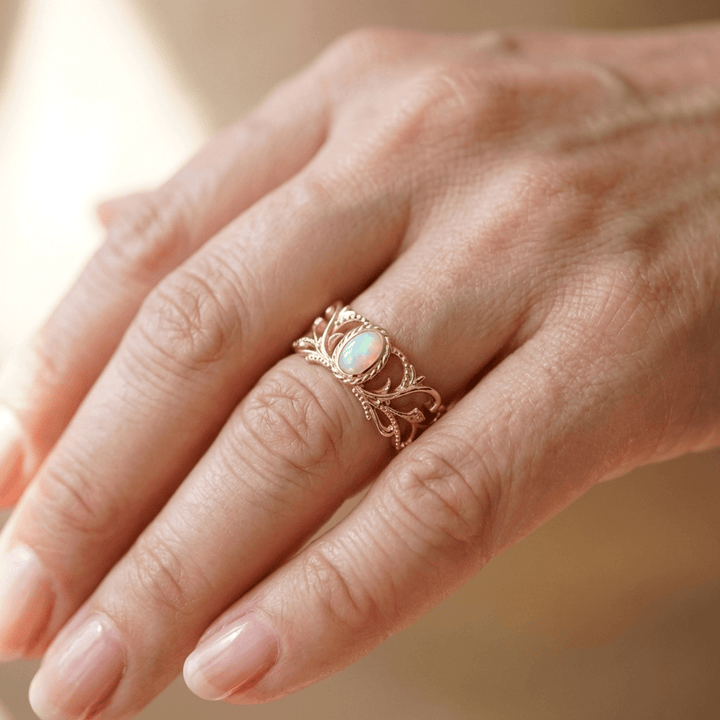 INEL CU ARIPILE CELESTIALE DIN OPAL ROSE GOLD - (REGLABIL)
