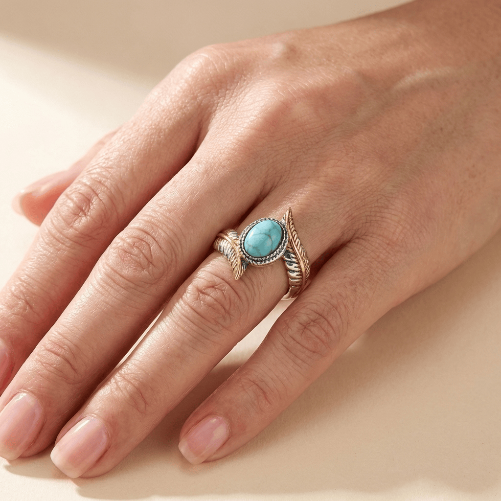 RING BOEMIAN DIN ARGINT CU TURQUOISE