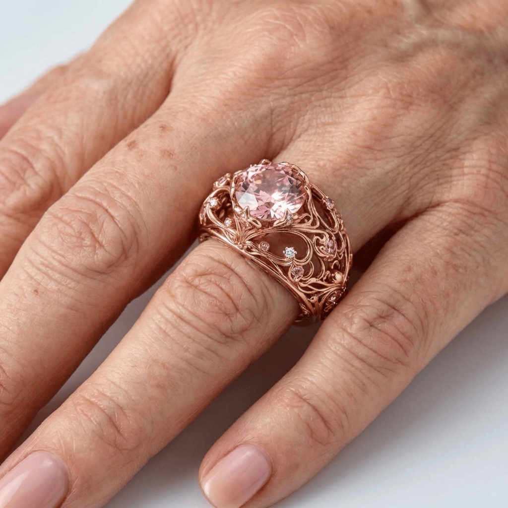 INELE ORNATE DIN TURMALIN ROSE GOLD