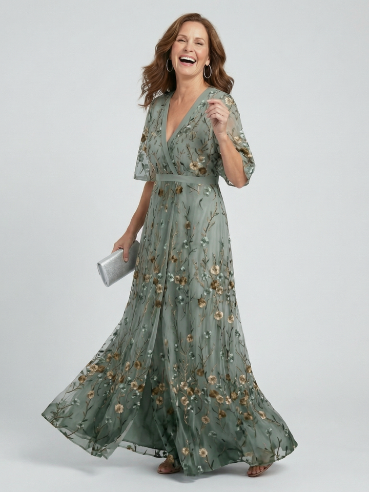 Selora | Rochie Maxi Halter cu Flori
