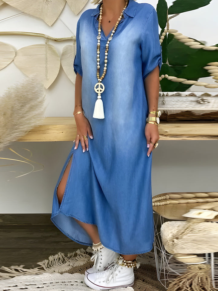 Devorah™ | Rochie Maxi Din Denim Chic