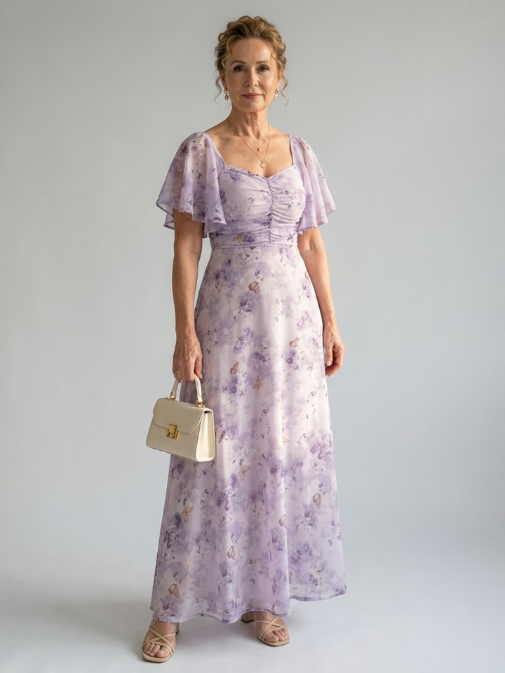 Vaelis | Rochie Midi cu Mâneci Flutter