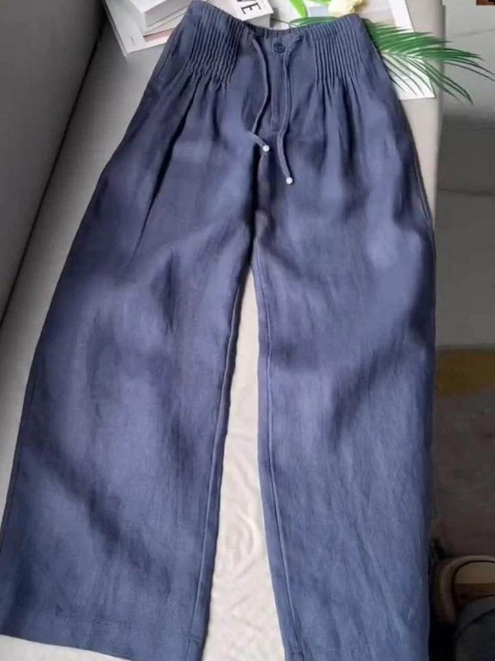 Camille | Pantaloni largi din amestec de bumbac și in