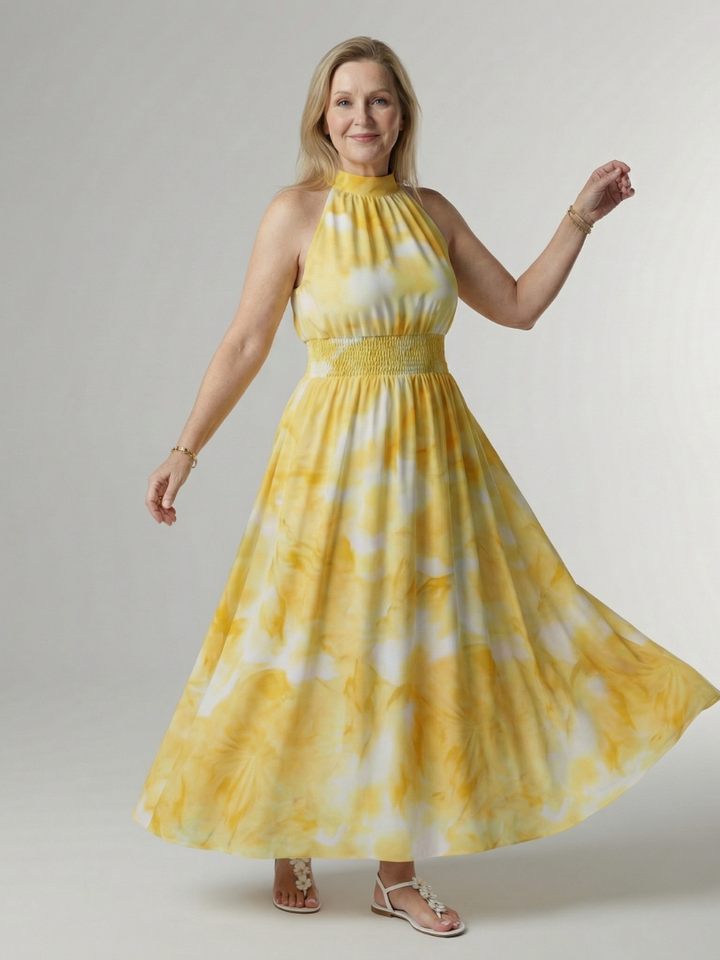 Sylin | Rochie Midi cu Guler în Stil Halter