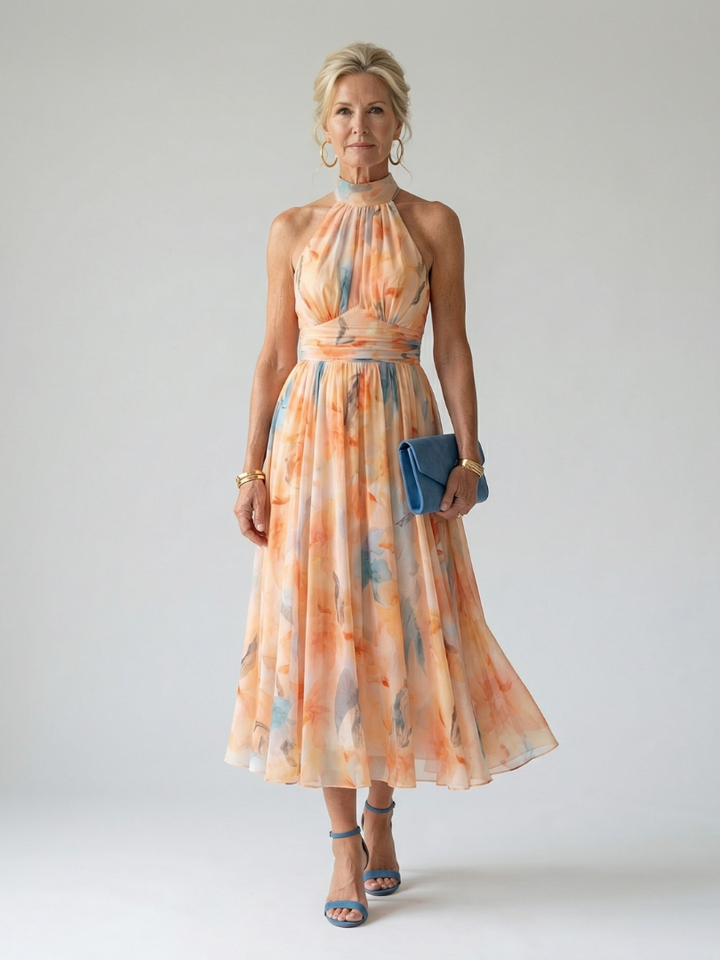 Elin | Rochie Midi cu Guler Halter