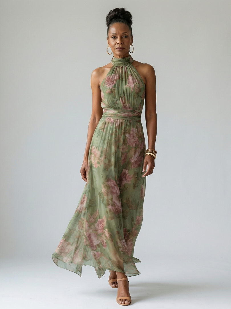 Mirelle | Rochie Midi cu Guler Halter