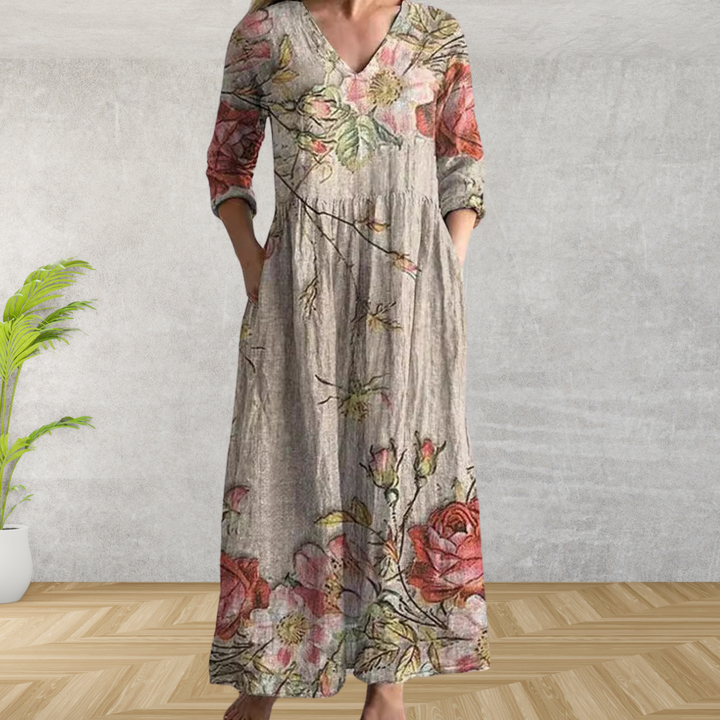 Yulya™ | Rochie Midi Florală Elegantă