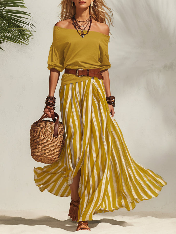 Compleu Top și Fustă Off-Shoulder