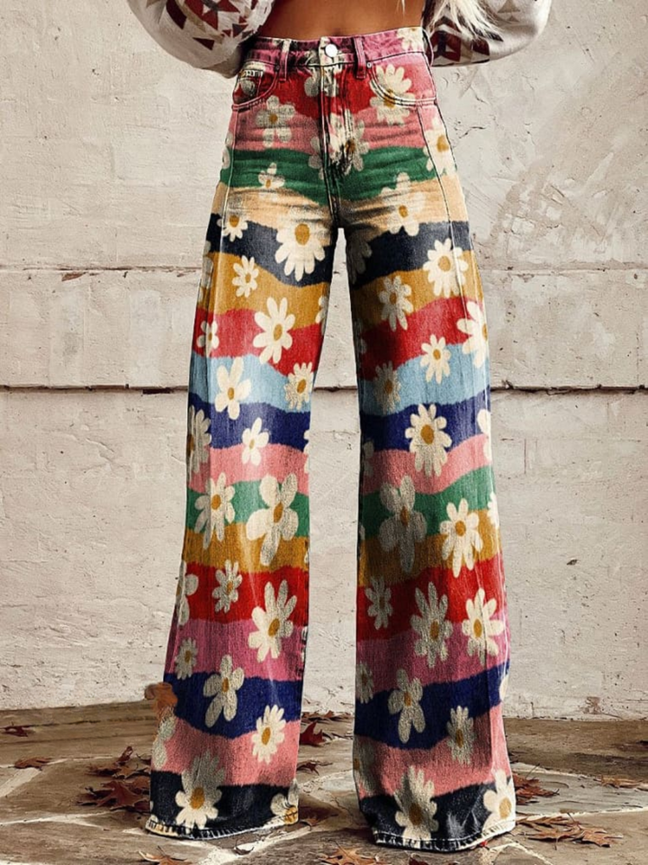 Léon - Pantaloni Florali Eleganți
