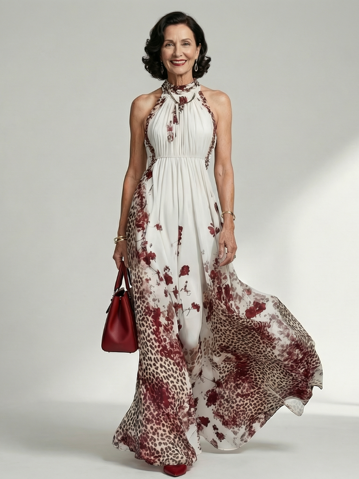 Orlune | Rochie Maxi Albă Făcută în Plisare