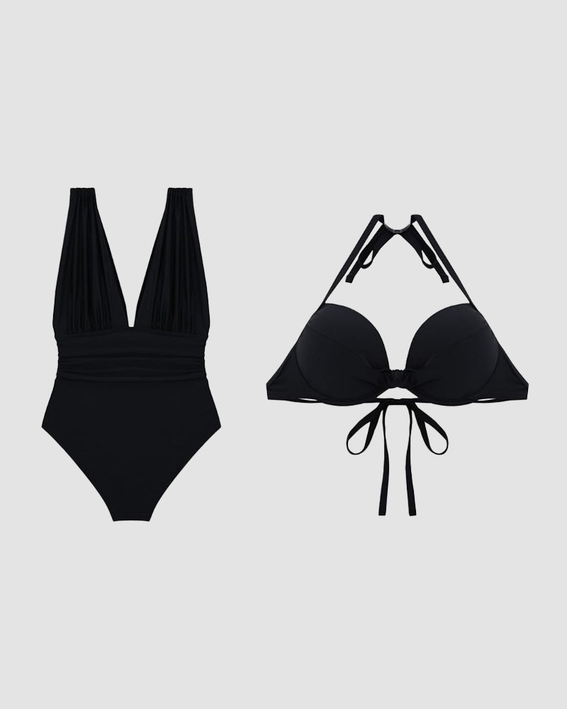 Costum de Baie Modelant de Lux cu Decolteu în V Adânc