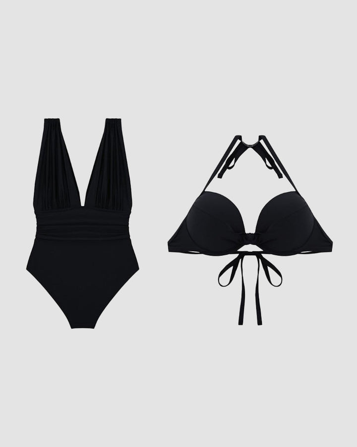 Costum de Baie Modelant de Lux cu Decolteu în V Adânc