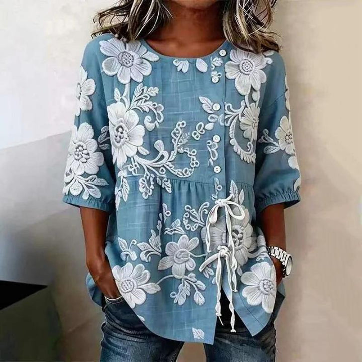 Bluză Vintage Cu Imprimat Floral