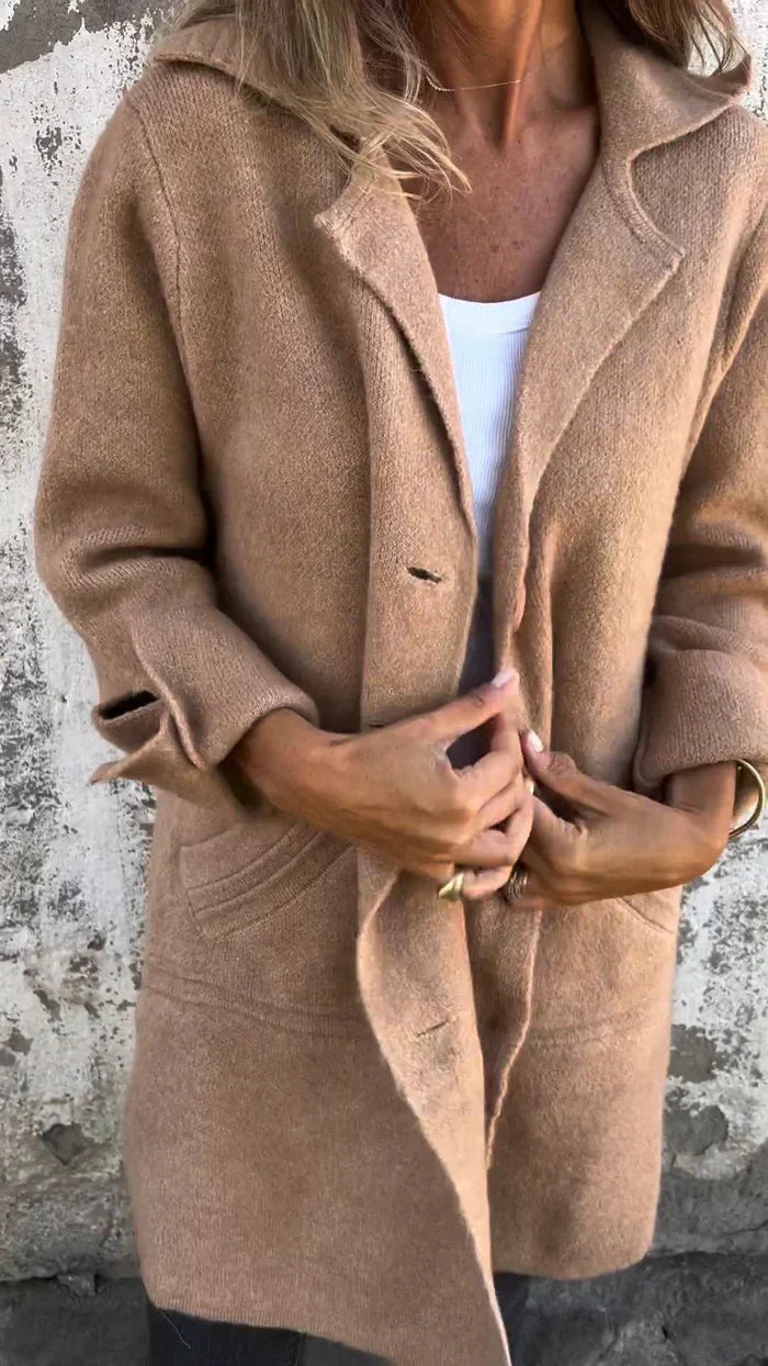 Baylea - Casual Enkelborstig Jas met Wollen Revers