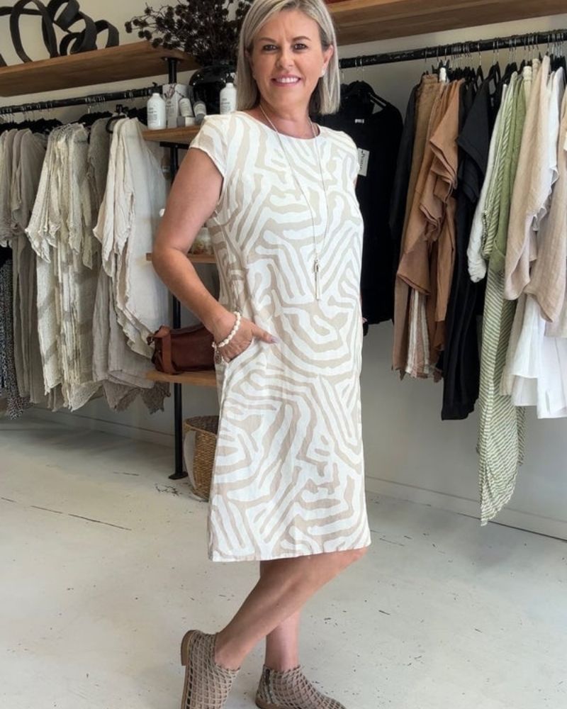 Melia | Rochie de vară cu decolteu rotund și imprimeu splendid