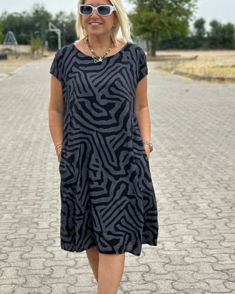 Melia | Rochie de vară cu decolteu rotund și imprimeu splendid