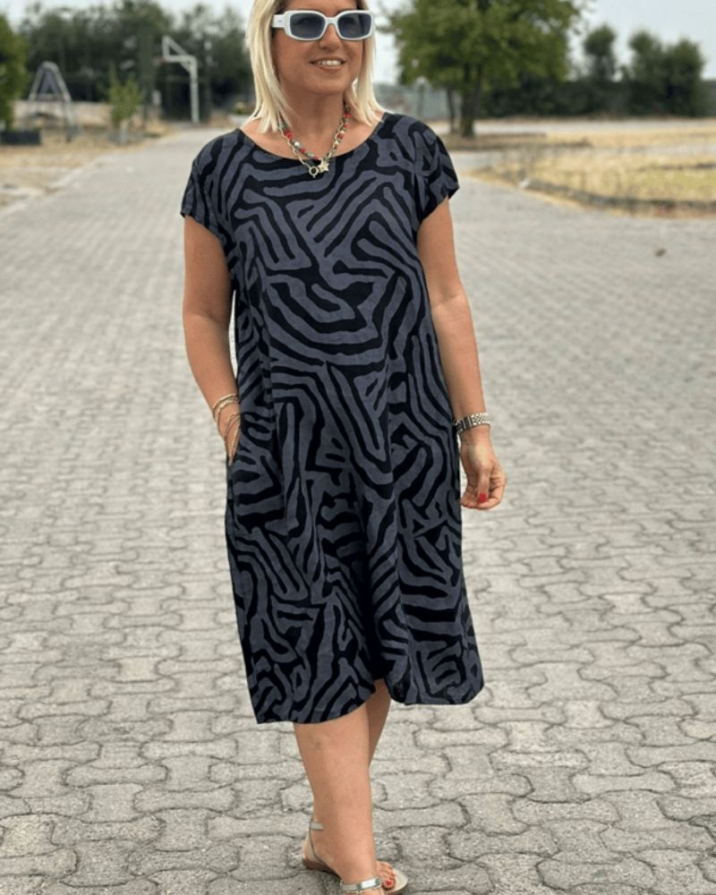Melia | Rochie de vară cu decolteu rotund și imprimeu splendid