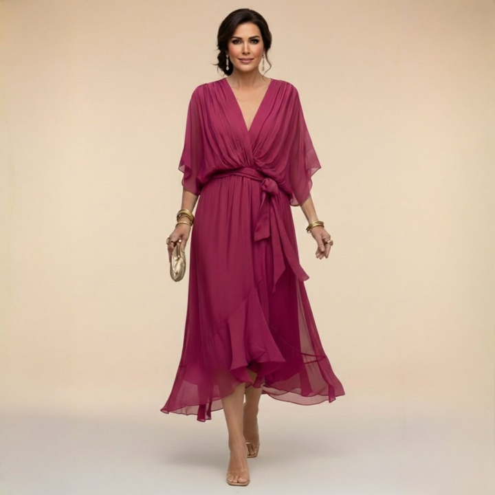 Monica | Rochie din chiffon cu decolteu în V