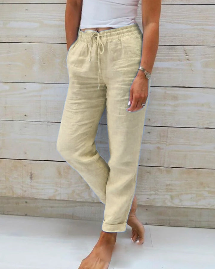 Allison - Pantalon din Bumbac și In de Lux