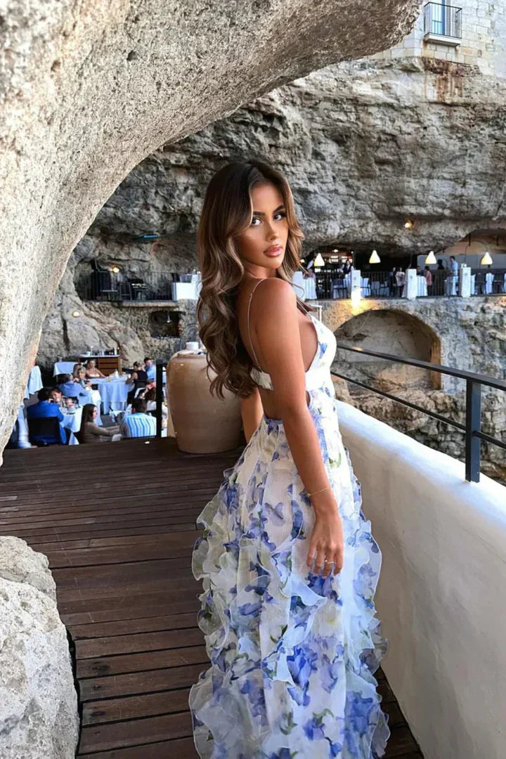 Uri™ | Rochie Midi Florală cu Volane
