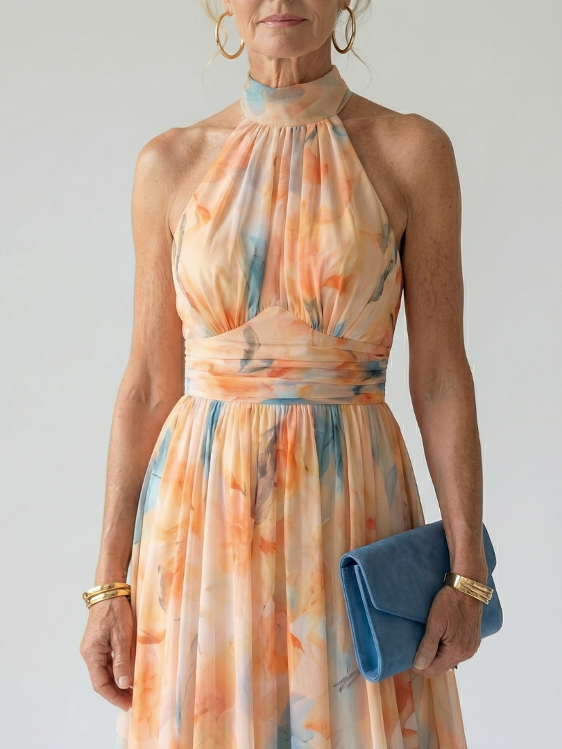 Elin | Rochie Midi cu Guler Halter