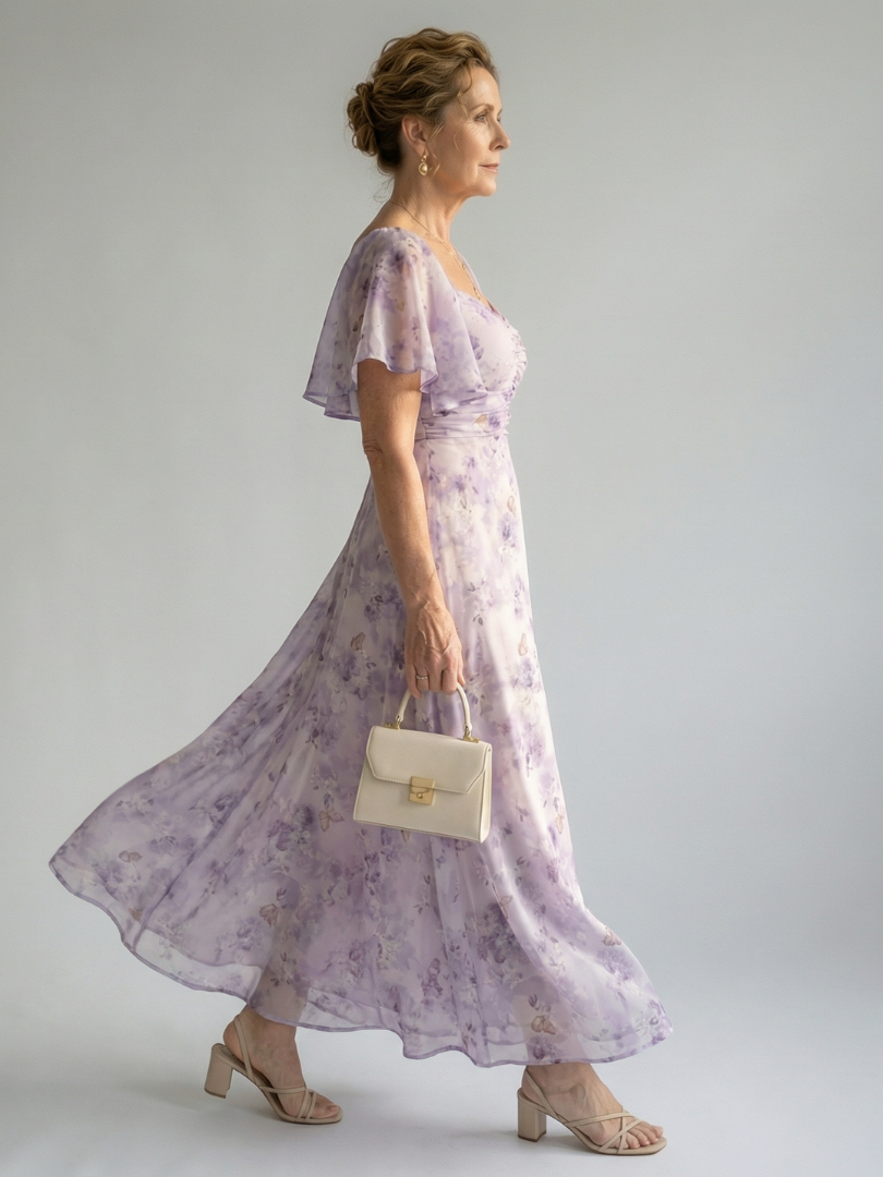 Vaelis | Rochie Midi cu Mâneci Flutter
